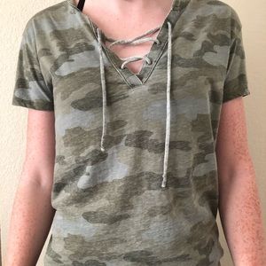 american eagle camo v neck shirt